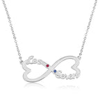 Heart Infinity Necklace With Two Names And Birthstones La Vie Bien Heart Infinity Necklace With Two Names And Birthstones