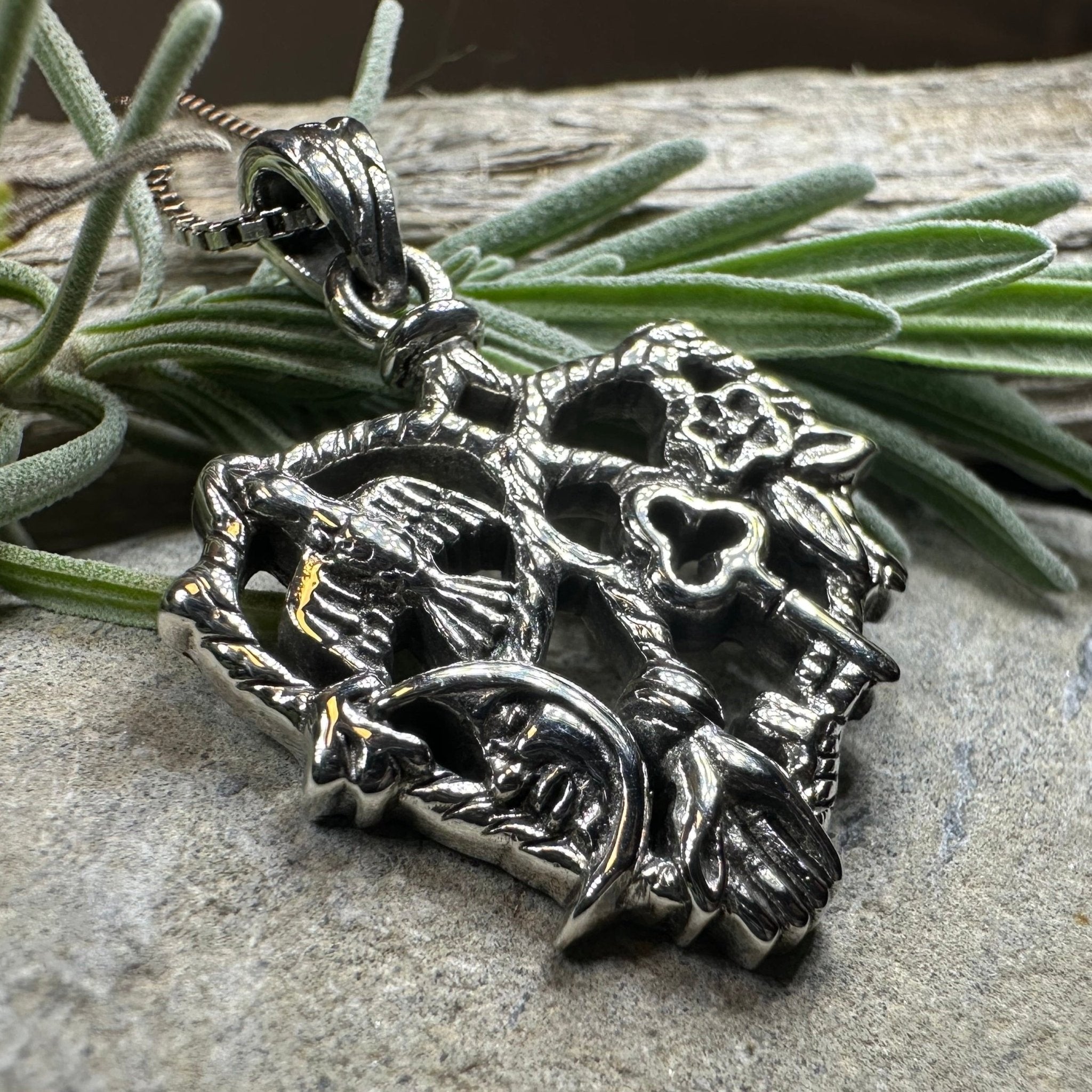 Heart Italian Cimaruta Pendant in Sterling Silver Pendant La Vie Bien Heart Italian Cimaruta Pendant in Sterling Silver