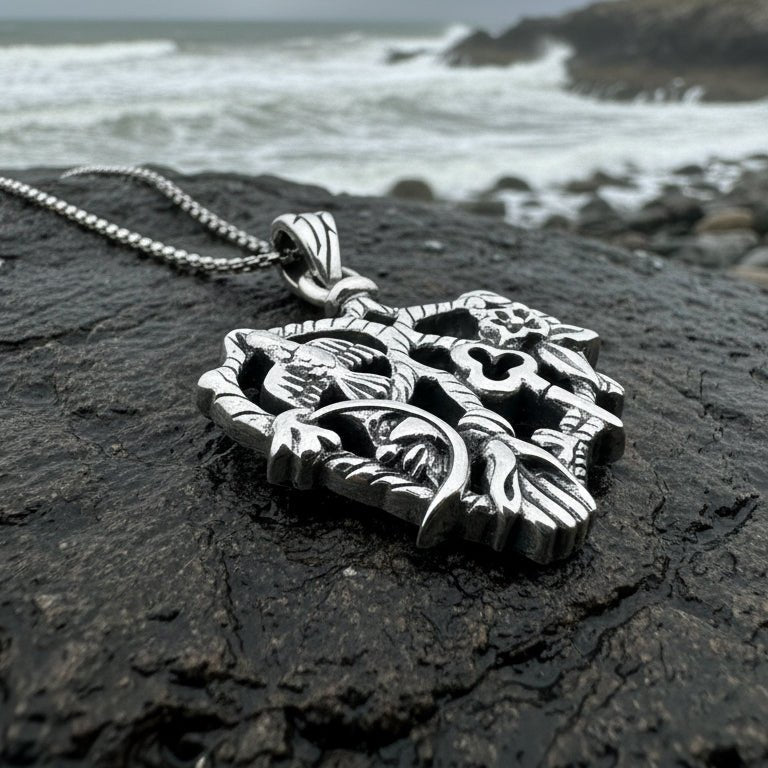 Heart Italian Cimaruta Pendant in Sterling Silver Pendant La Vie Bien Heart Italian Cimaruta Pendant in Sterling Silver