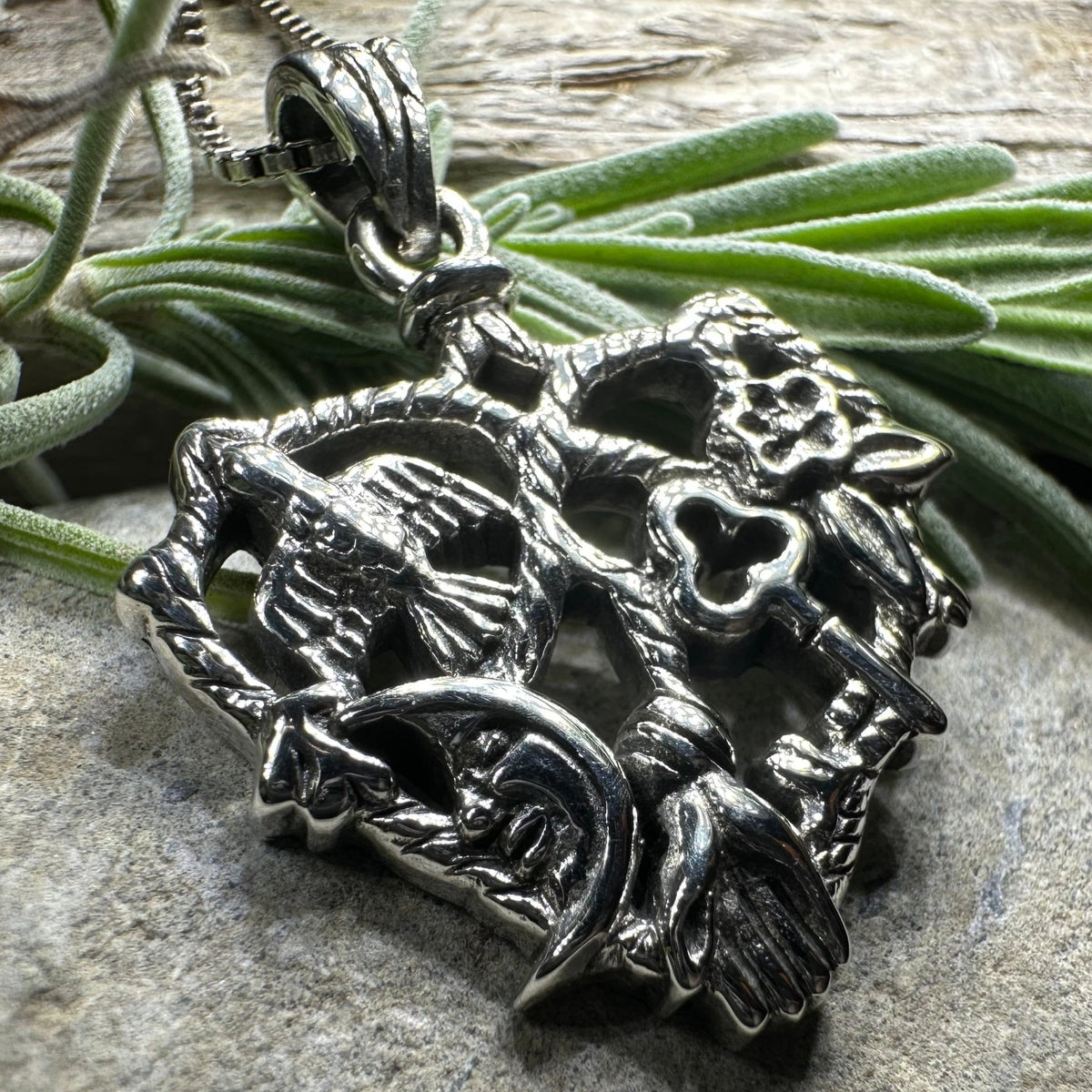Heart Italian Cimaruta Pendant in Sterling Silver Pendant La Vie Bien Heart Italian Cimaruta Pendant in Sterling Silver