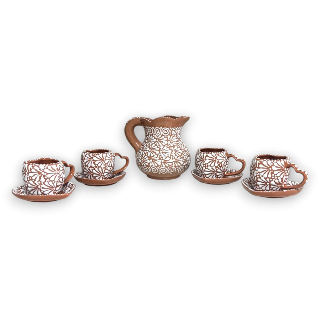 Heart Mug & Pitcher Set | Handmade Mexican Pottery (9 - Pieces) Talavera Tea Set La Vie Bien Heart Mug & Pitcher Set | Handmade Mexican Pottery (9 - Pieces)