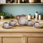 Heart Mug & Pitcher Set | Handmade Mexican Pottery (9 - Pieces) Talavera Tea Set La Vie Bien Heart Mug & Pitcher Set | Handmade Mexican Pottery (9 - Pieces)