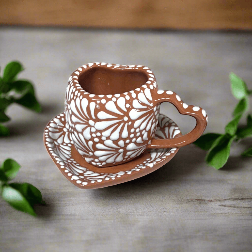 Heart Mug & Pitcher Set | Handmade Mexican Pottery (9 - Pieces) Talavera Tea Set La Vie Bien Heart Mug & Pitcher Set | Handmade Mexican Pottery (9 - Pieces)