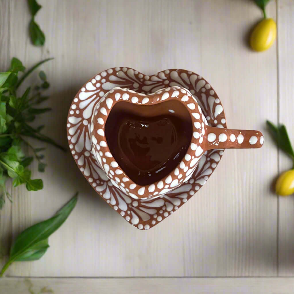 Heart Mug & Pitcher Set | Handmade Mexican Pottery (9 - Pieces) Talavera Tea Set La Vie Bien Heart Mug & Pitcher Set | Handmade Mexican Pottery (9 - Pieces)