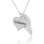 Heart Name Necklace with Angel Wing - Memorial Necklace La Vie Bien Heart Name Necklace with Angel Wing - Memorial Necklace