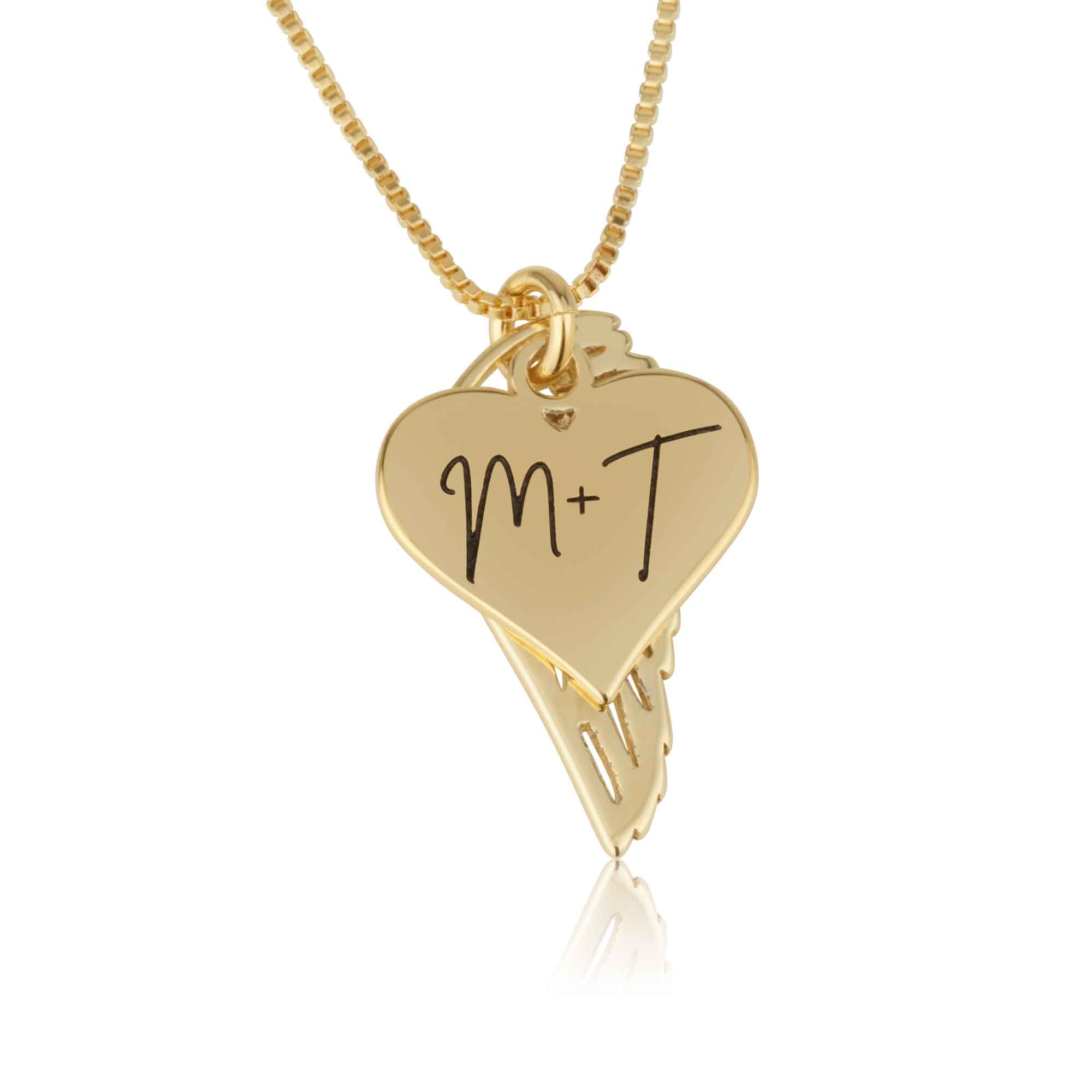Heart Name Necklace with Angel Wing - Memorial Necklace La Vie Bien Heart Name Necklace with Angel Wing - Memorial Necklace