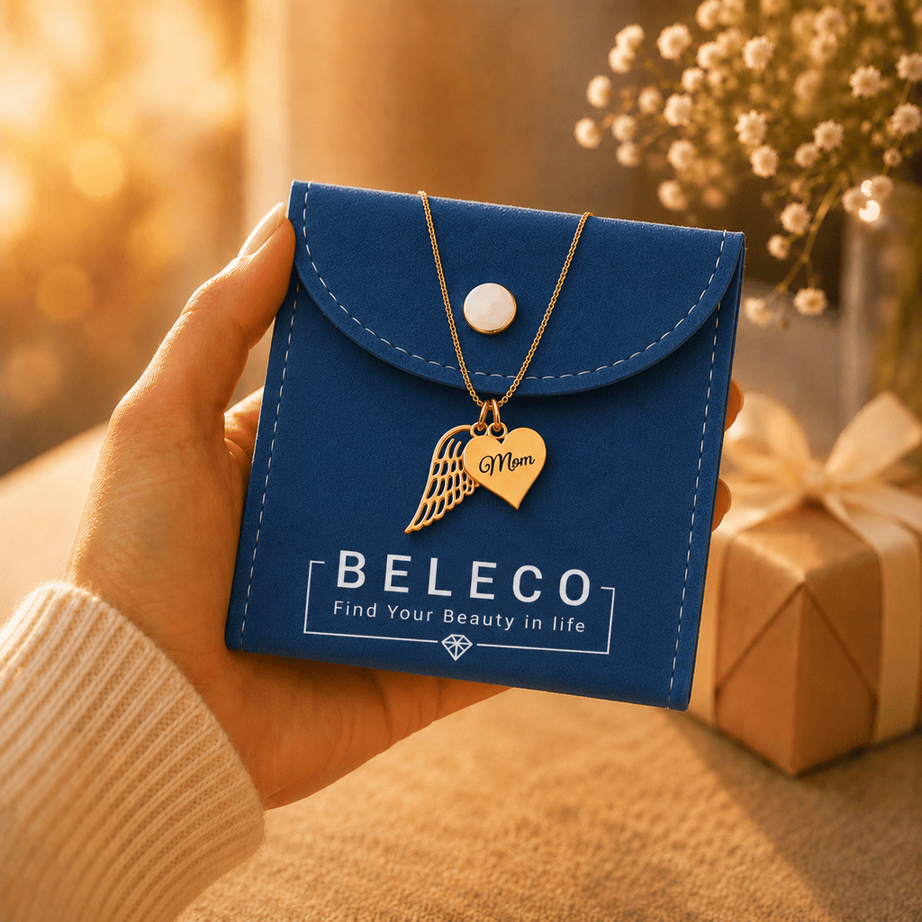 Heart Name Necklace with Angel Wing - Memorial Necklace La Vie Bien Heart Name Necklace with Angel Wing - Memorial Necklace