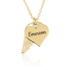 Heart Name Necklace with Angel Wing - Memorial Necklace La Vie Bien Heart Name Necklace with Angel Wing - Memorial Necklace