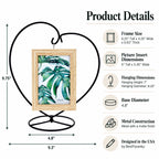 Heart-Shaped Hanging Photo Picture Frame and Black Metal Ornament Stand 9.75 Inches Ornament Stands La Vie Bien Heart-Shaped Hanging Photo Picture Frame and Black Metal Ornament Stand 9.75 Inches