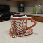 Heart-Shaped Talavera Mug Set | Brown & White Coffee Cup & Plate Talavera Mug La Vie Bien Heart-Shaped Talavera Mug Set | Brown & White Coffee Cup & Plate