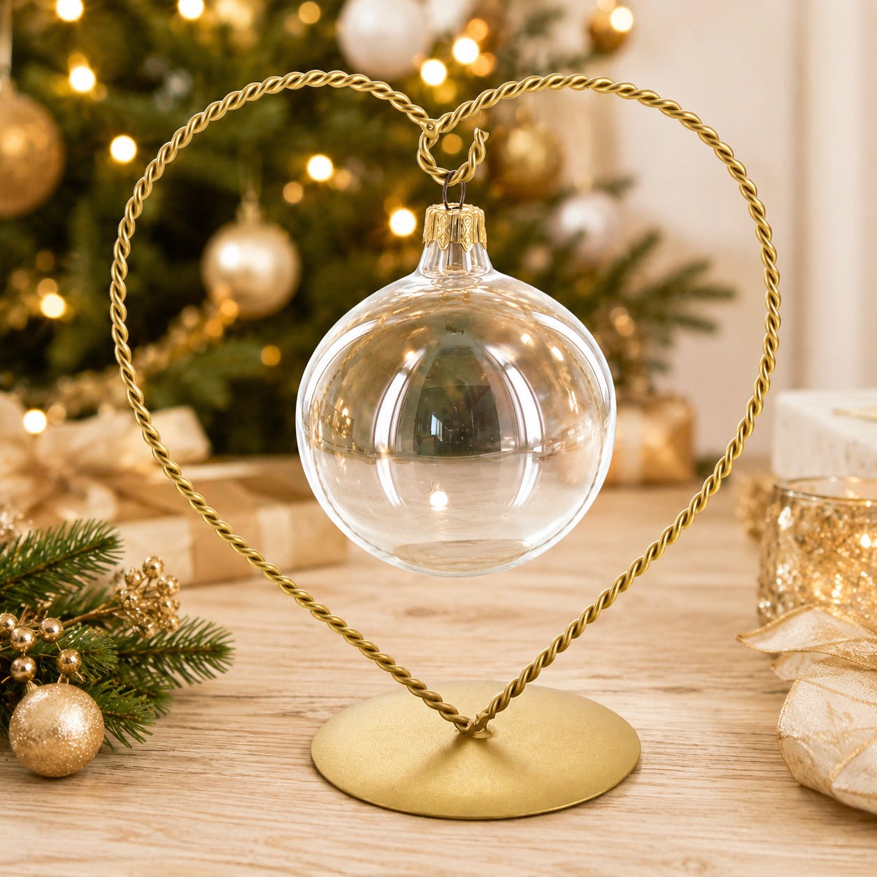 Heart-Shaped Twisted Gold Metal Ornament Display Stand 6.2 Inches Ornament Stands La Vie Bien Heart-Shaped Twisted Gold Metal Ornament Display Stand 6.2 Inches