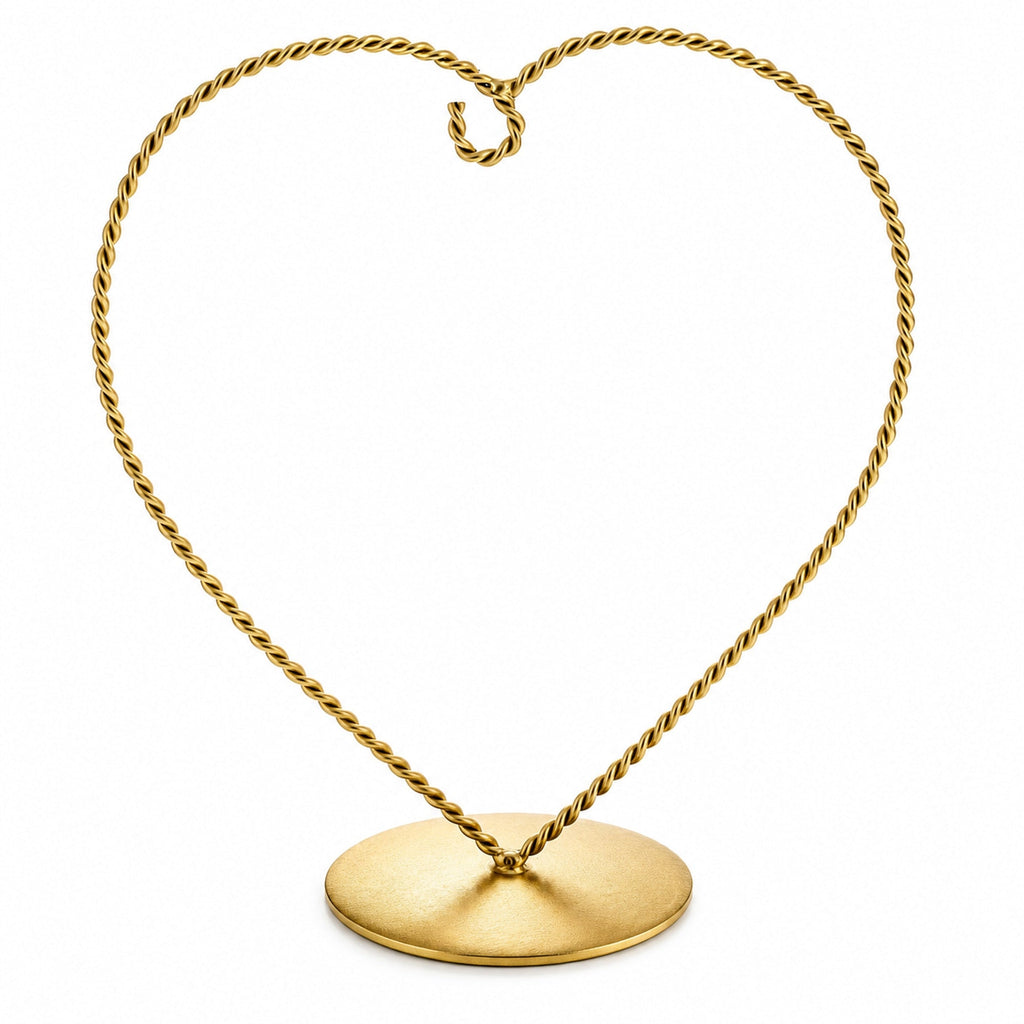 Heart-Shaped Twisted Gold Metal Ornament Display Stand 6.2 Inches Ornament Stands La Vie Bien Heart-Shaped Twisted Gold Metal Ornament Display Stand 6.2 Inches