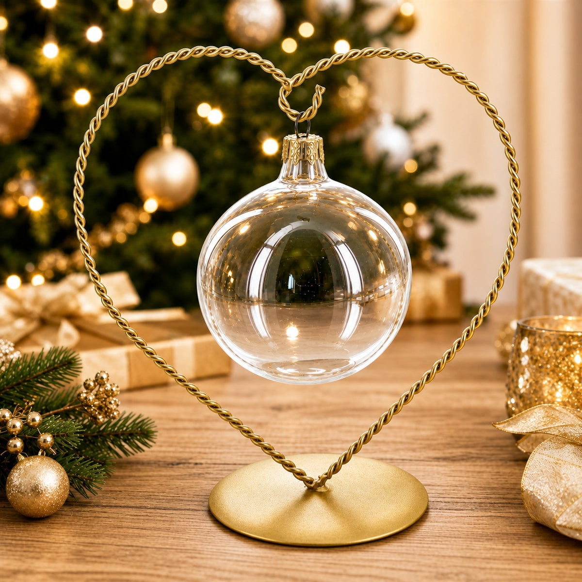 Heart-Shaped Twisted Gold Metal Ornament Display Stand 6.2 Inches Ornament Stands La Vie Bien Heart-Shaped Twisted Gold Metal Ornament Display Stand 6.2 Inches