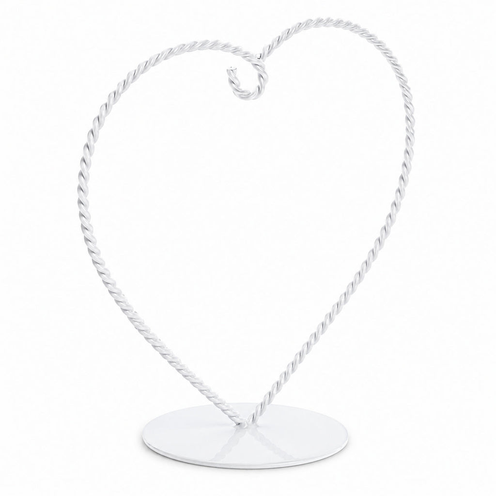 Heart-Shaped Twisted White Painted Metal Ornament Display Stand 6.2 Inches Ornament Stands La Vie Bien Heart-Shaped Twisted White Painted Metal Ornament Display Stand 6.2 Inches