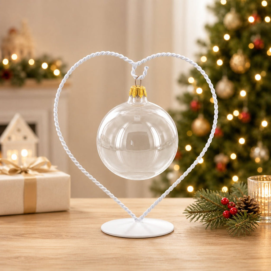 Heart-Shaped Twisted White Painted Metal Ornament Display Stand 6.2 Inches Ornament Stands La Vie Bien Heart-Shaped Twisted White Painted Metal Ornament Display Stand 6.2 Inches