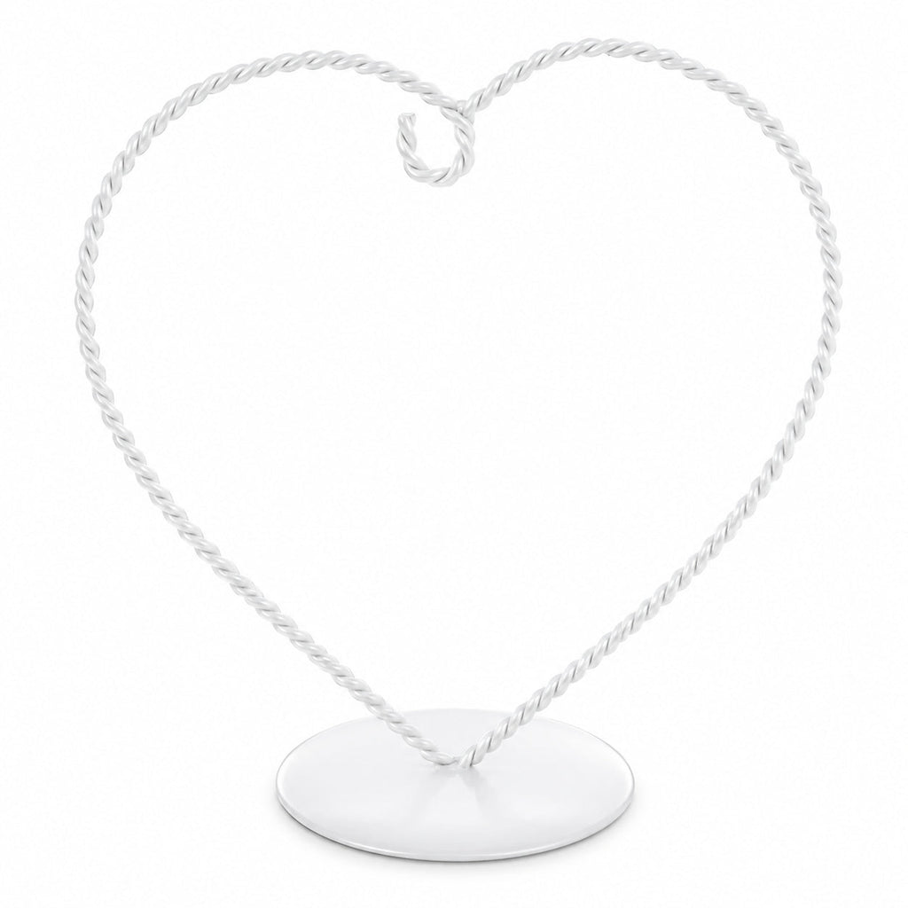 Heart-Shaped Twisted White Painted Metal Ornament Display Stand 6.2 Inches Ornament Stands La Vie Bien Heart-Shaped Twisted White Painted Metal Ornament Display Stand 6.2 Inches