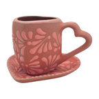 Heart Talavera Mug & Saucer Set | Pink Ceramic Coffee Cup Talavera Mug La Vie Bien Heart Talavera Mug & Saucer Set | Pink Ceramic Coffee Cup