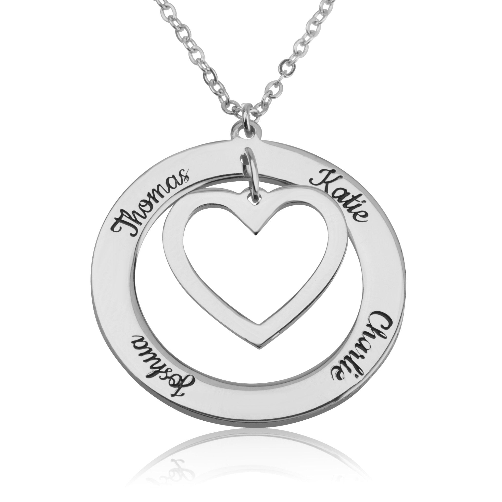 Heart Within Circle Necklace With Engraved Name La Vie Bien Heart Within Circle Necklace With Engraved Name