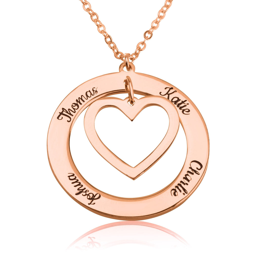 Heart Within Circle Necklace With Engraved Name La Vie Bien Heart Within Circle Necklace With Engraved Name