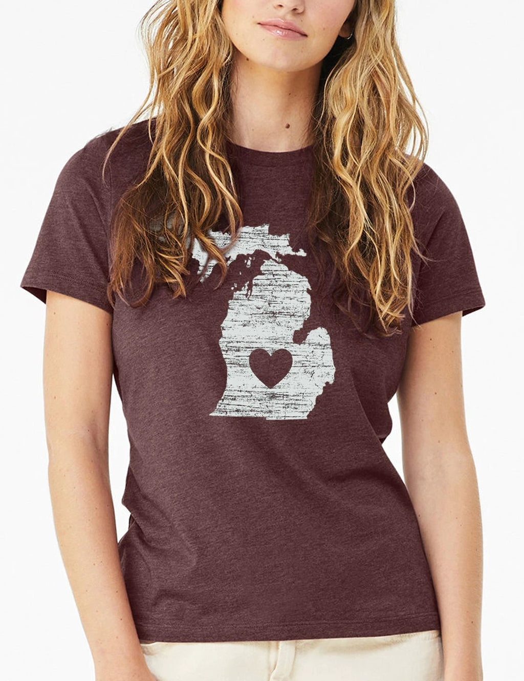 Heart - Women's - Heather Maroon by The Michigan Outfitter