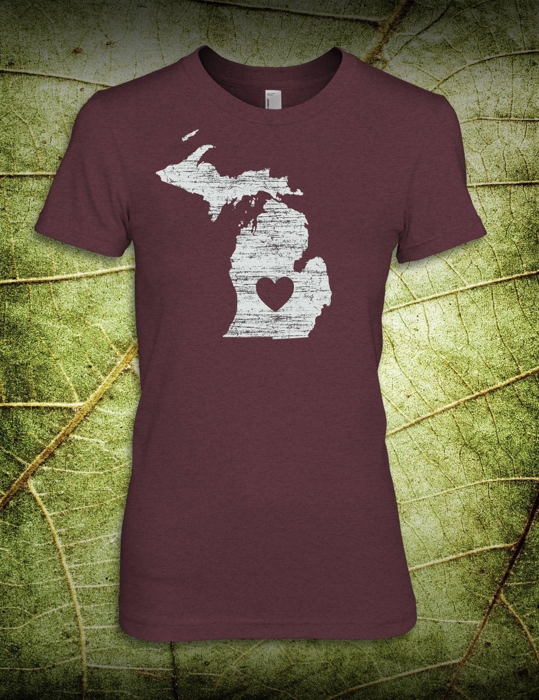 Heart - Women's - Heather Maroon by The Michigan Outfitter