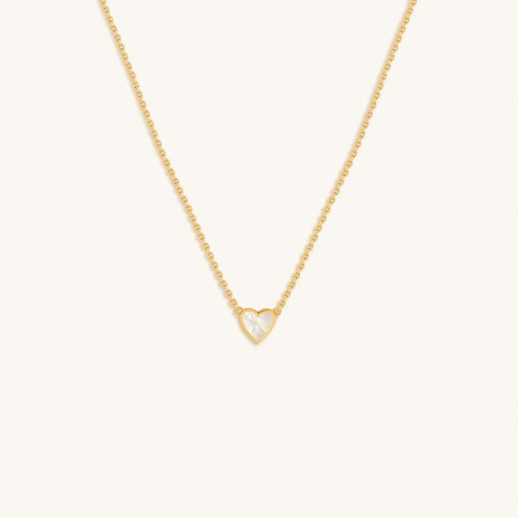 Heartfelt Abundance Mother of Pearl Heart Gold Necklace by Karma and Luck
