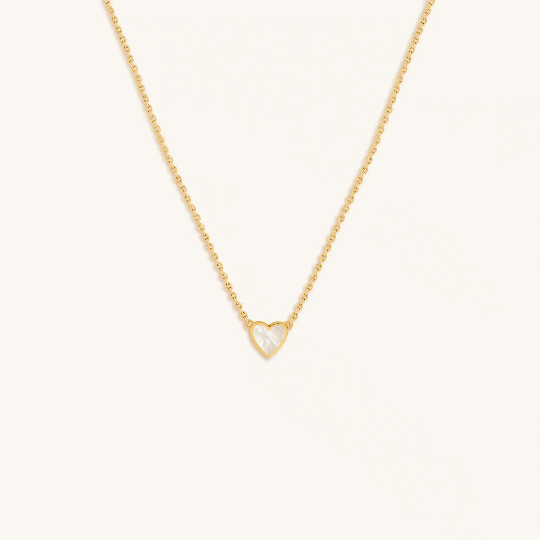 Heartfelt Abundance Mother of Pearl Heart Gold Necklace by Karma and Luck
