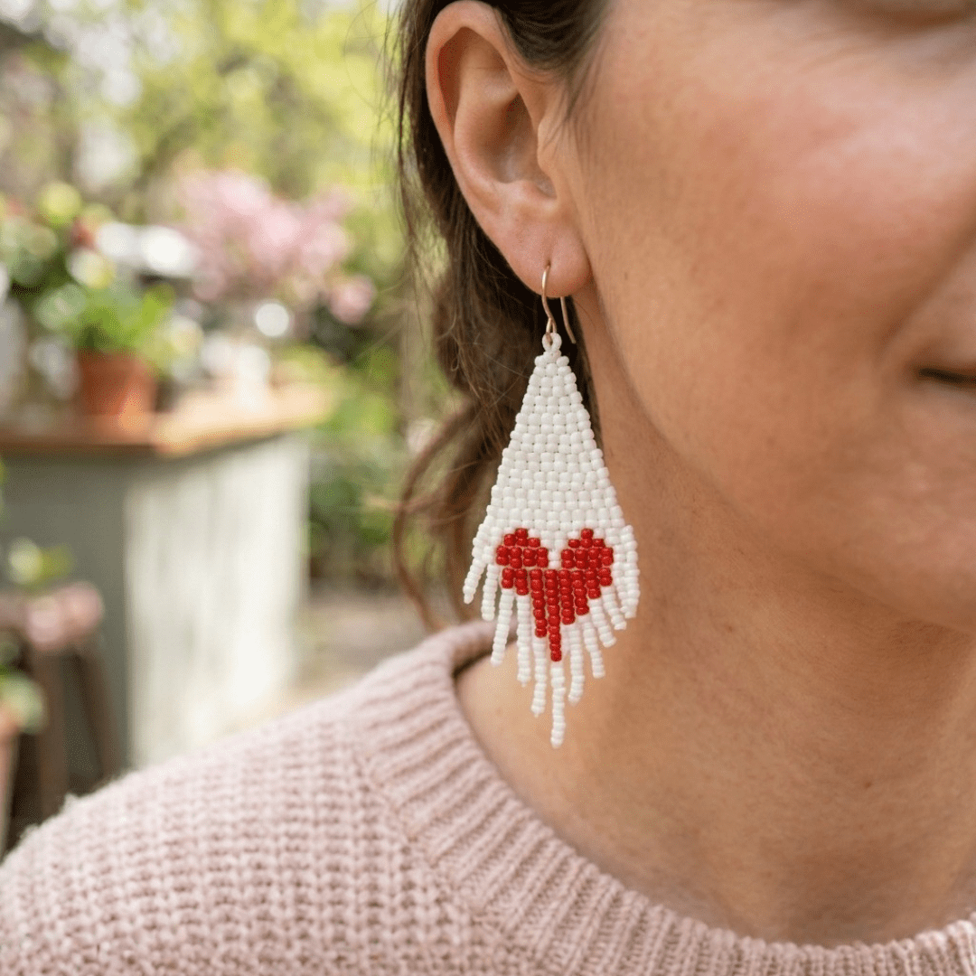 Heartfelt Valentine's Day Seed Bead Earrings - Thailand Earrings La Vie Bien Heartfelt Valentine's Day Seed Bead Earrings - Thailand