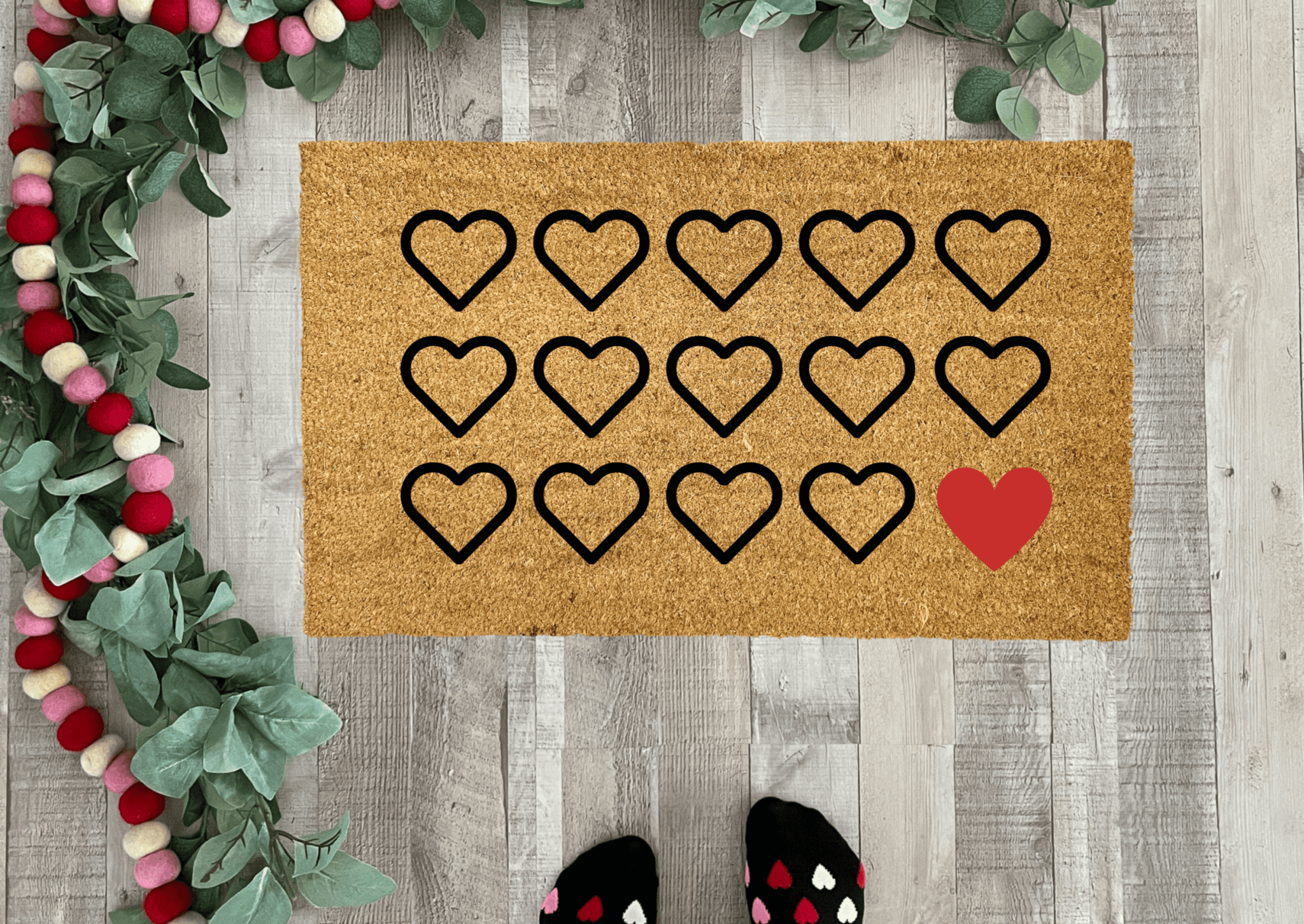 Hearts Doormat, Outdoor by Nickel Designs Custom Doormats