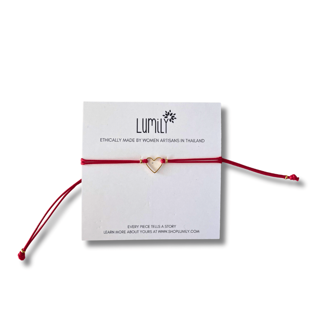 Heartstring Love Non - Tarnish Brass Heart Bracelet - Thailand Bracelets La Vie Bien Heartstring Love Non - Tarnish Brass Heart Bracelet - Thailand