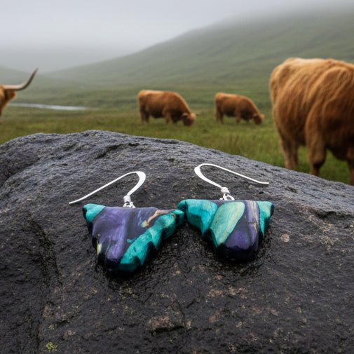 Heathergems Scottish Highland Cow Dangle Earrings - Handmade in Scotland Dangle Earrings La Vie Bien Heathergems Scottish Highland Cow Dangle Earrings - Handmade in Scotland