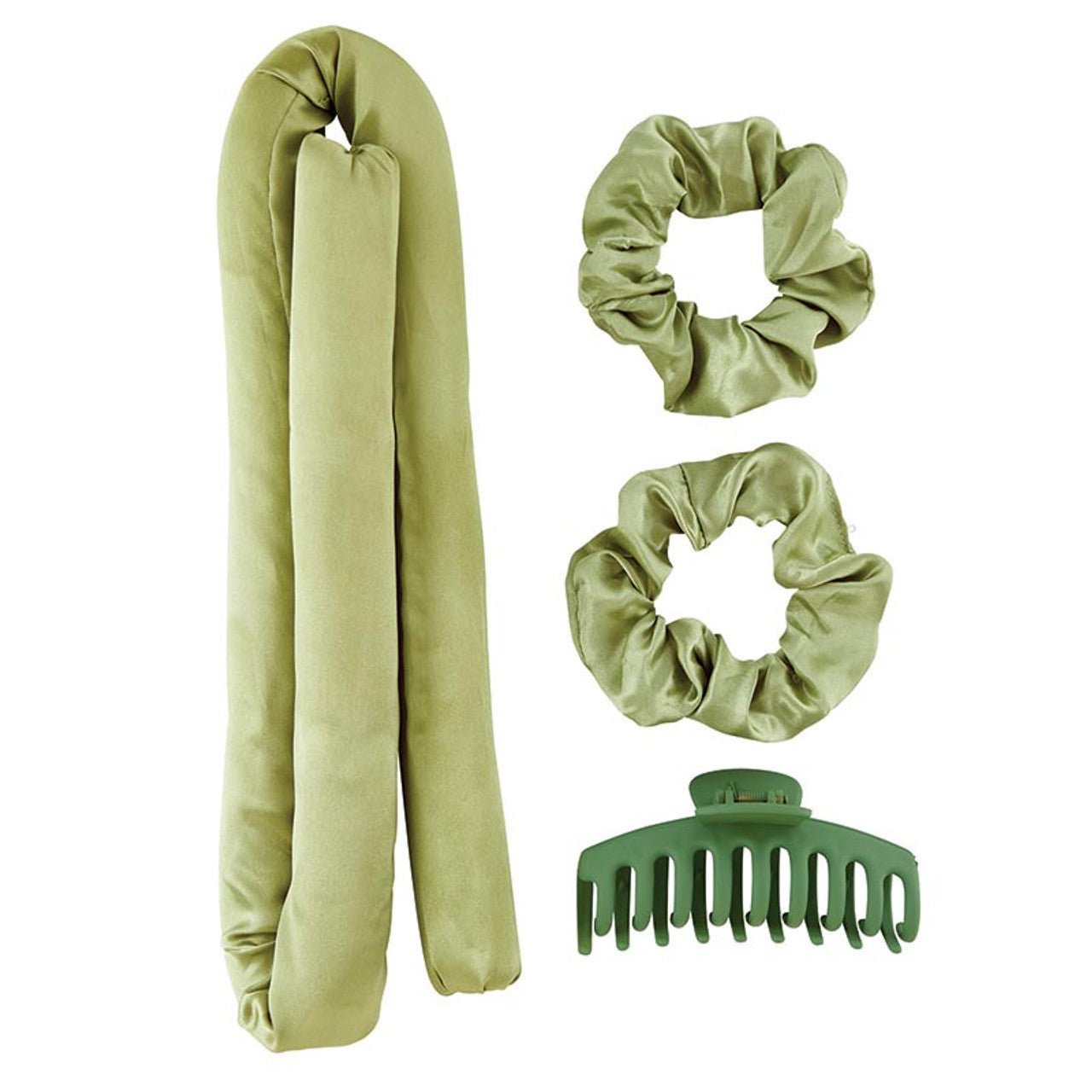 Heatless Roller Set in Green | 4 - Piece Hair Curler Set | Hair Accessories