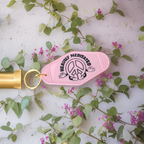 Heavily Meditated Pink Motel Keychain by Hoosier Handkerchief Company
