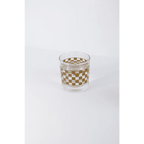 Heavy - based 10oz Checkered Cocktail Glass in Gold and Colorful Style