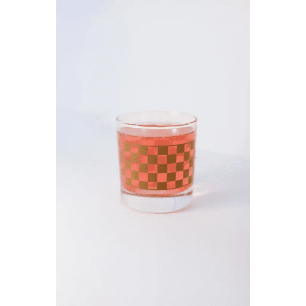 Heavy - based 10oz Checkered Cocktail Glass in Gold and Colorful Style