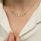 Hebrew Name Necklace with Birthstone La Vie Bien Hebrew Name Necklace with Birthstone