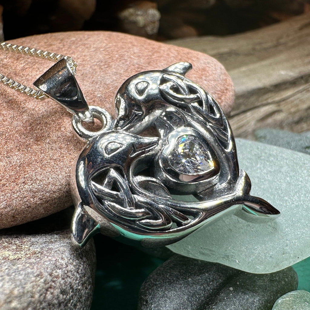 Hebrides Celtic Dolphin Necklace in Sterling Silver Pendant La Vie Bien Hebrides Celtic Dolphin Necklace in Sterling Silver