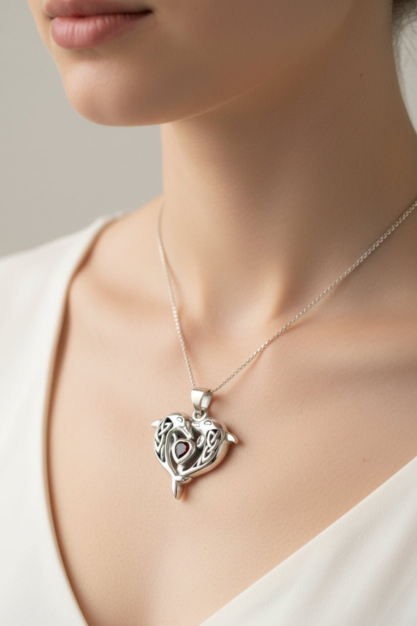 Hebrides Celtic Dolphin Necklace in Sterling Silver Pendant La Vie Bien Hebrides Celtic Dolphin Necklace in Sterling Silver