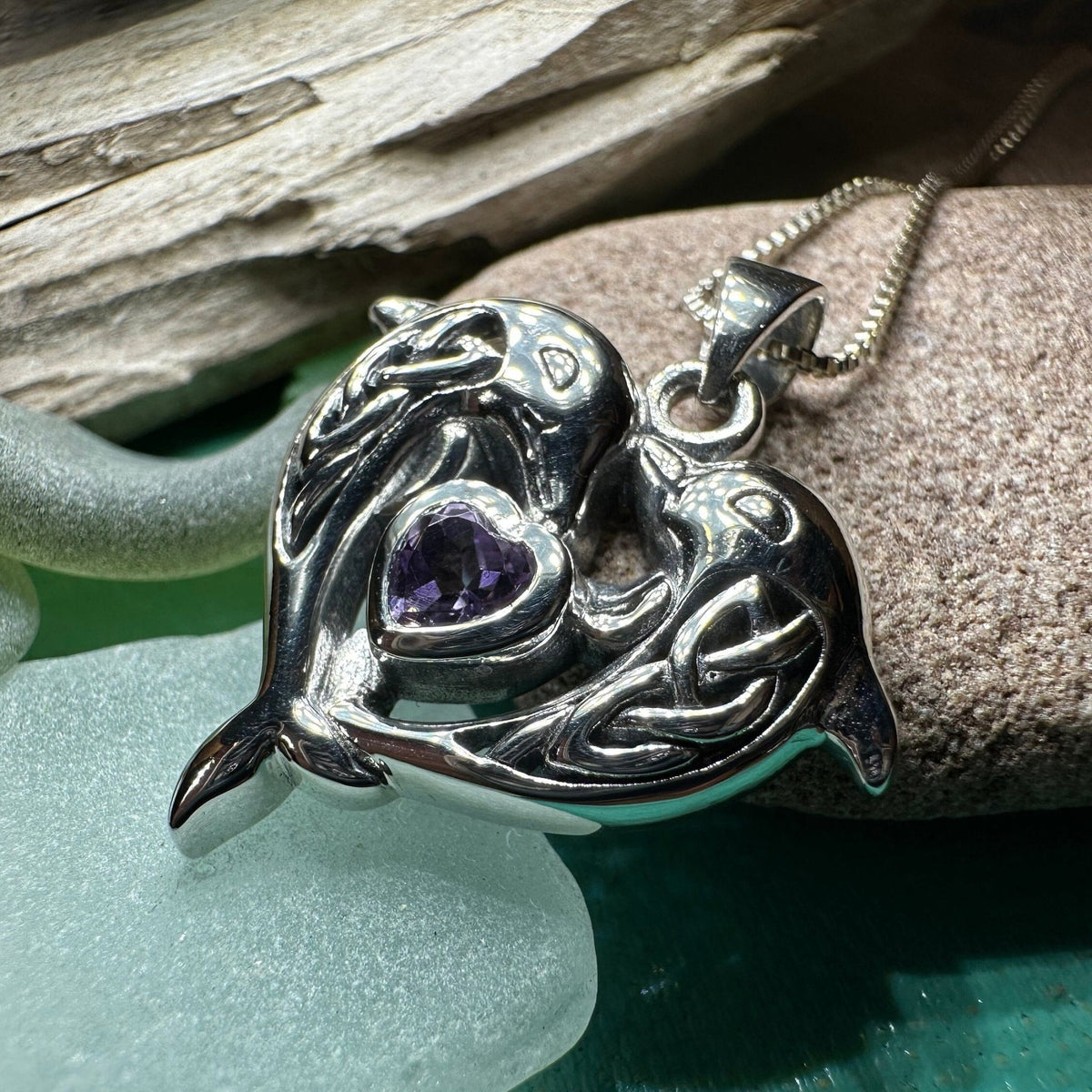 Hebrides Celtic Dolphin Necklace in Sterling Silver Pendant La Vie Bien Hebrides Celtic Dolphin Necklace in Sterling Silver
