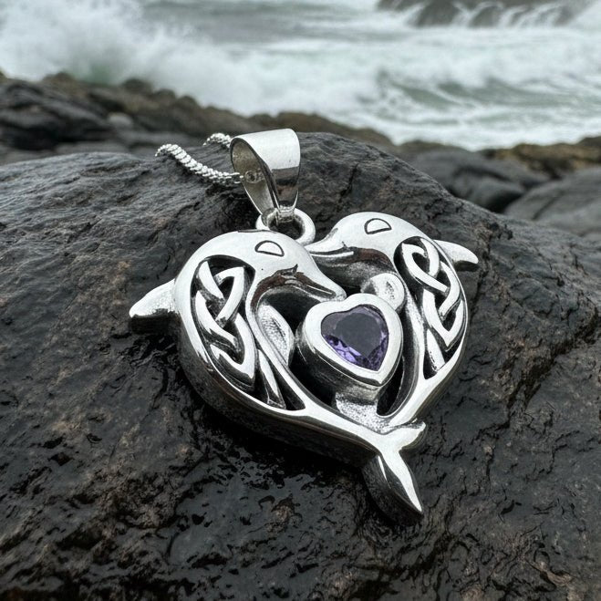 Hebrides Celtic Dolphin Necklace in Sterling Silver Pendant La Vie Bien Hebrides Celtic Dolphin Necklace in Sterling Silver