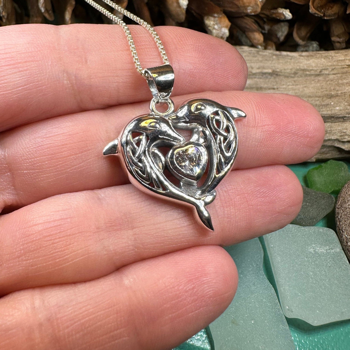 Hebrides Celtic Dolphin Necklace in Sterling Silver Pendant La Vie Bien Hebrides Celtic Dolphin Necklace in Sterling Silver