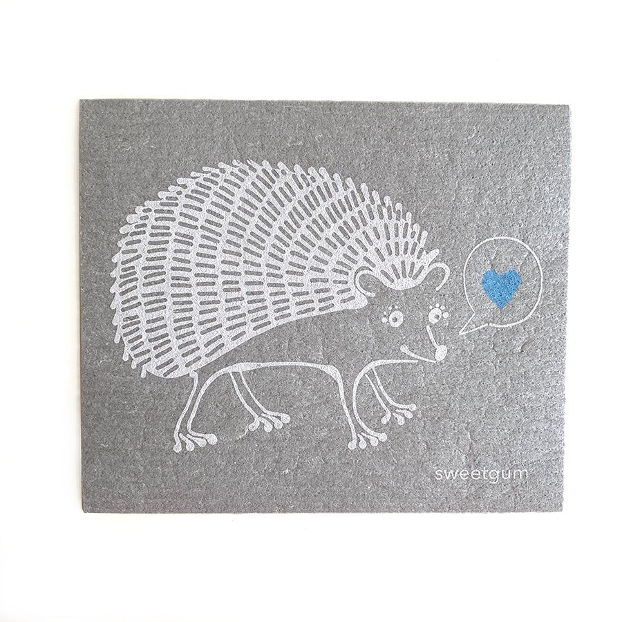 Hedgehog | White on Grey | Swedish Dishcloth Swedish Dishcloths La Vie Bien Hedgehog | White on Grey | Swedish Dishcloth