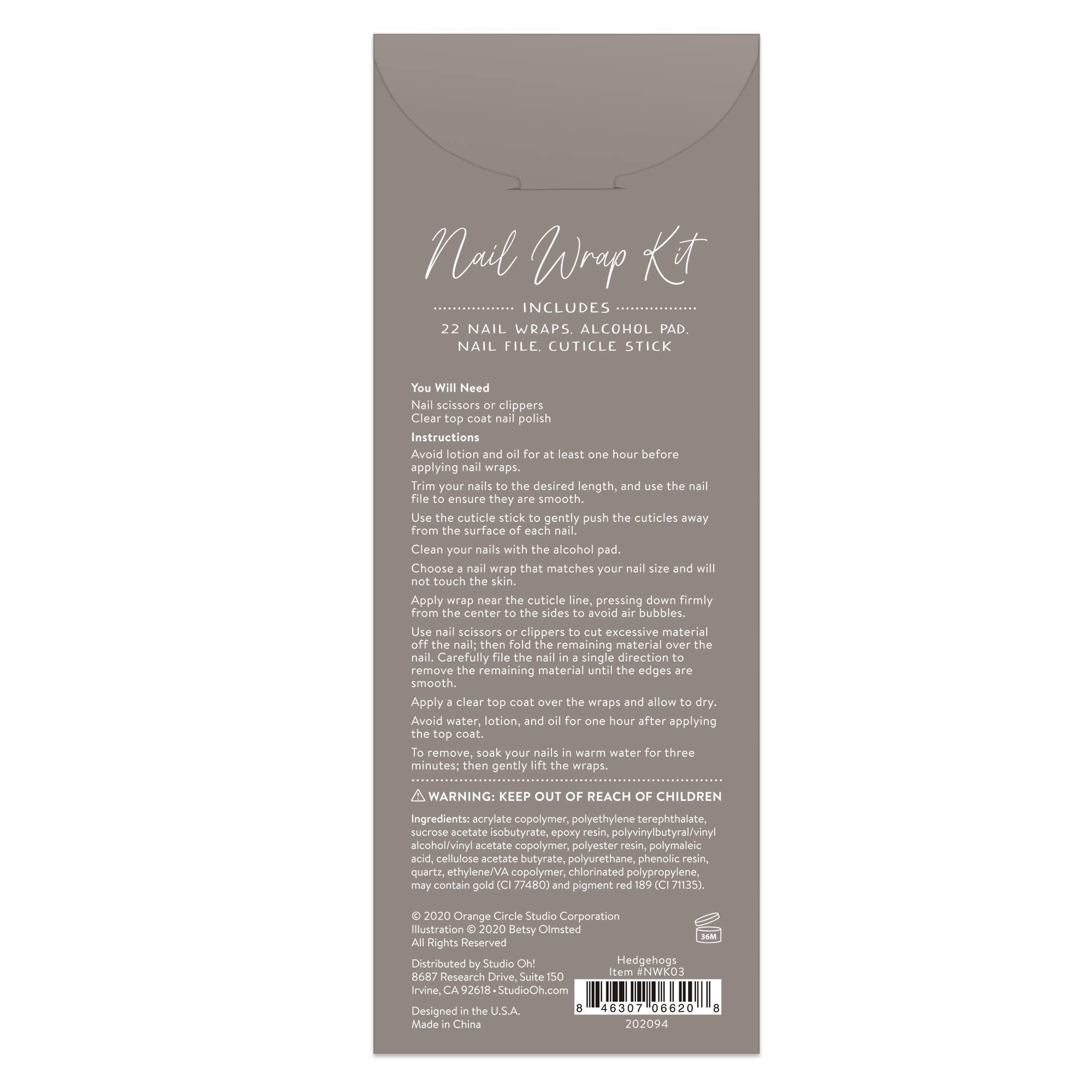 Hedgehogs Nail Wrap Kit | Porcupine Nail Care Arts Tools Accessories | On - the - go Travel Kit