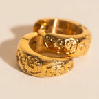Heirloom Etch Teardrop Super Chunky Huggie Hoop Earrings by Oh Clementine