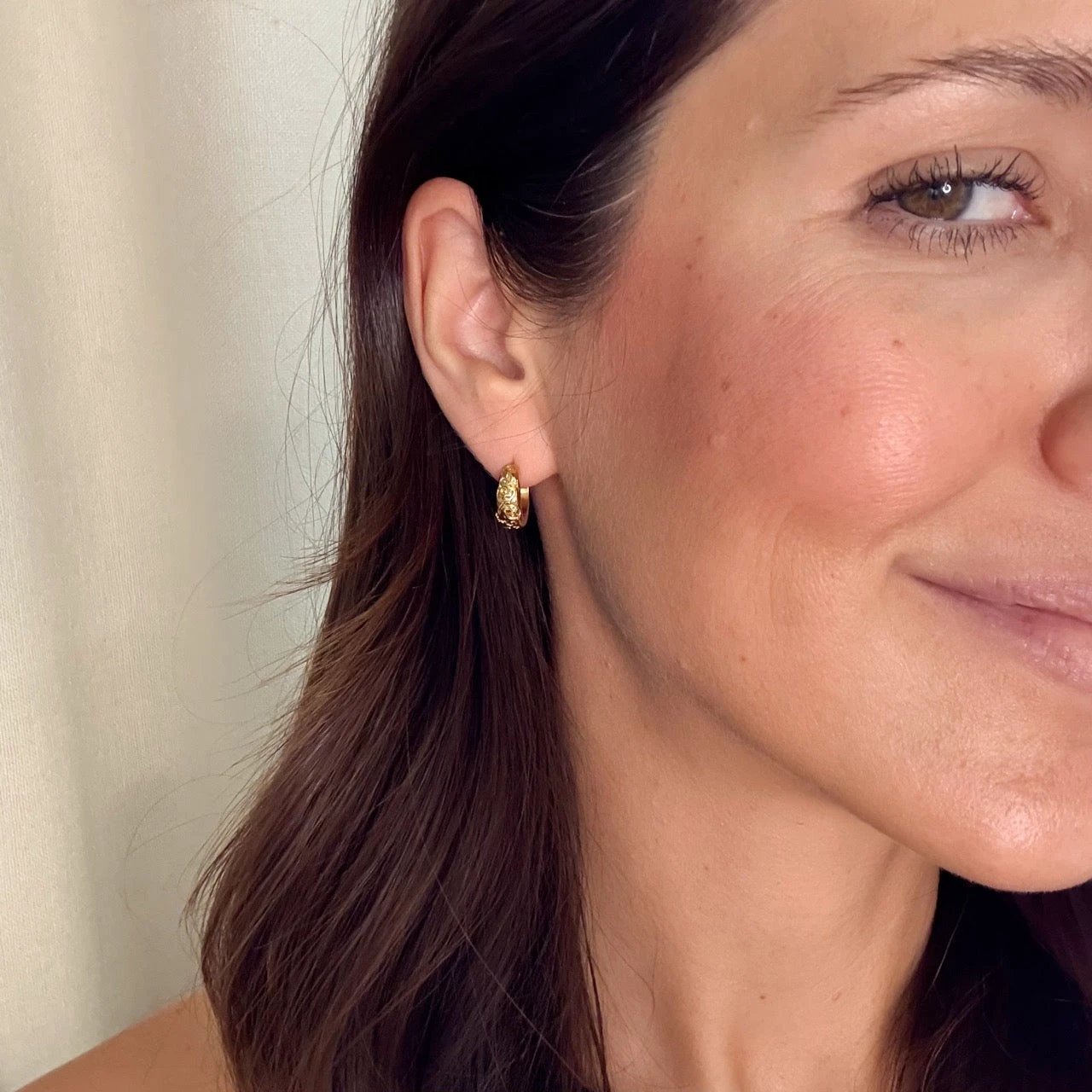 Heirloom Etch Teardrop Super Chunky Huggie Hoop Earrings by Oh Clementine