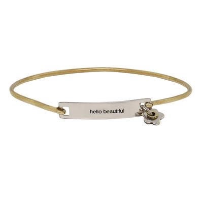 Hello Beautiful Sterling Silver Bangle Bracelet Bracelets - Fine La Vie Bien Hello Beautiful Sterling Silver Bangle Bracelet