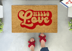Hello Love Valentine's Day Doormat by Nickel Designs Custom Doormats