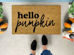 Hello Pumpkin Funny Fall Doormat by Nickel Designs Custom Doormats