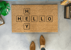 Hello Scrabble Tile Doormat by Nickel Designs Custom Doormats