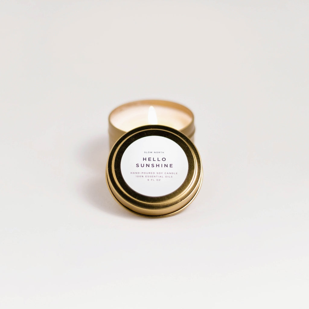 Hello Sunshine - Grapefruit + Geranium + Lime Travel Tin Candles La Vie Bien Hello Sunshine - Grapefruit + Geranium + Lime